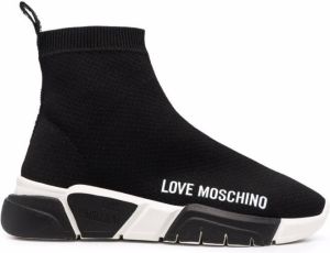 Love Moschino logo sneaker boots Black