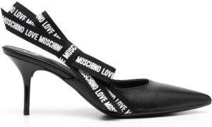 Love Moschino logo-strap 90mm leather pumps Black