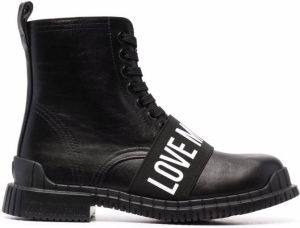 Love Moschino logo-strap ankle boots Black