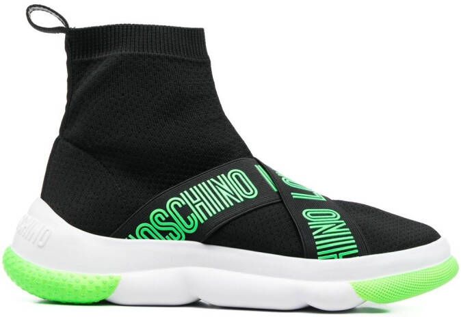 Love Moschino logo-strap high-top sneakers Black