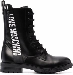 Love Moschino logo-tape ankle boots Black