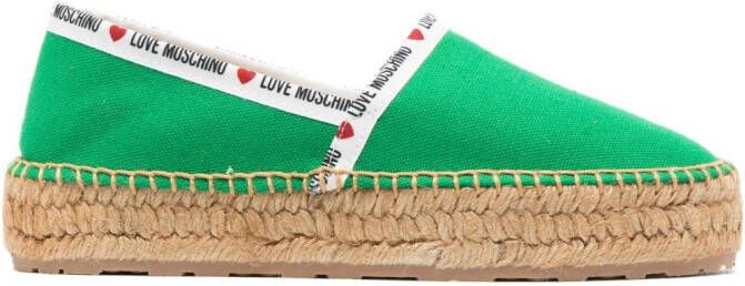Love Moschino logo-trim flatform espadrilles Green