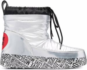 Love Moschino metallis-effect padded ankle boots Silver