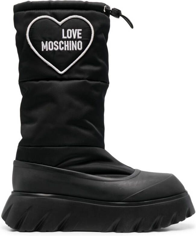 Love Moschino padded heart patch boots Black
