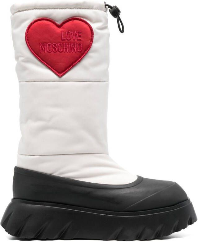 Love Moschino padded heart patch boots White