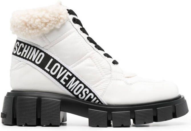 Love Moschino padded lace-up ankle boots White