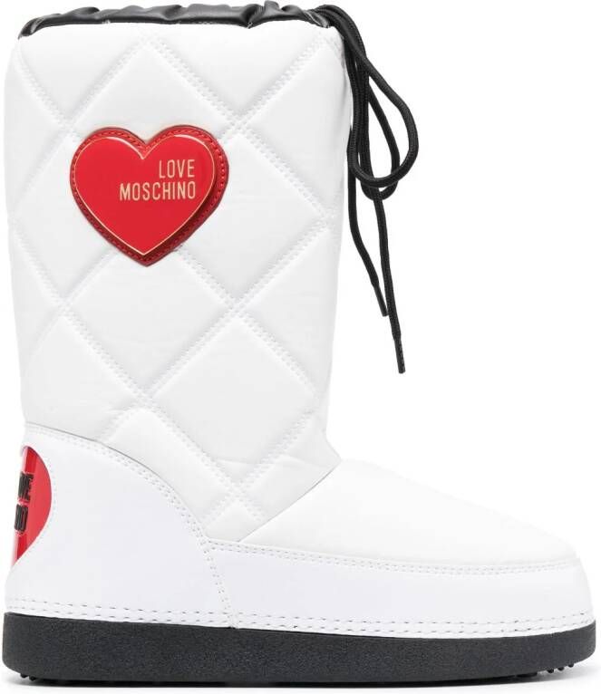 Love Moschino quilted patent snow boots White