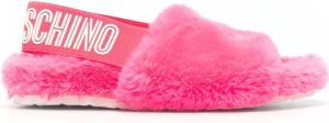 Love Moschino shearling-effect open toe sandals Pink