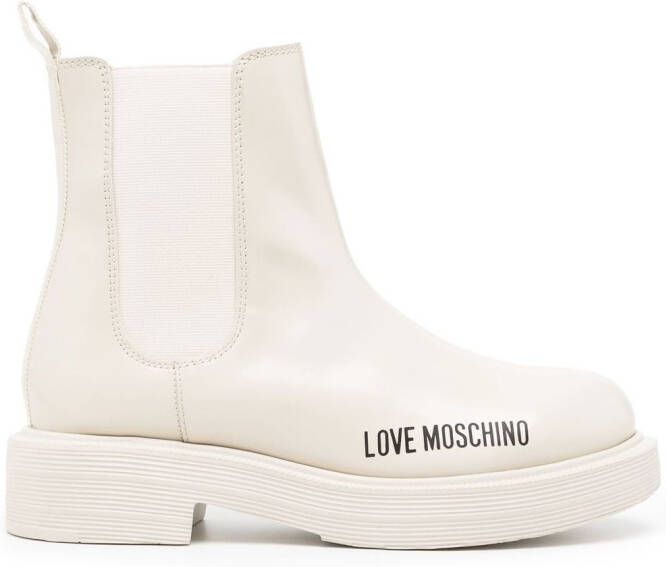 Love Moschino side logo-print detail boots White