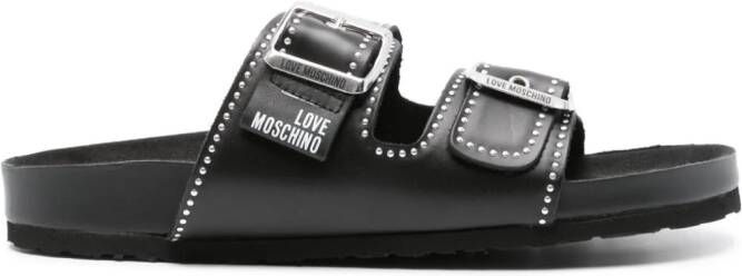 Love Moschino stud-embellished buckled sandals Black