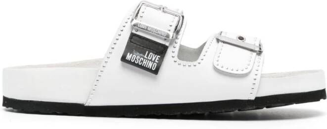 Love Moschino stud-embellished buckled sandals White
