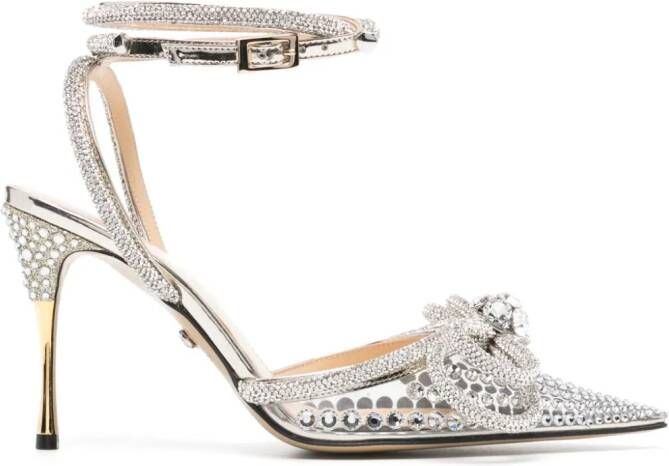 MACH & MACH 95m bow-detailed crystal-embellished sandals Silver