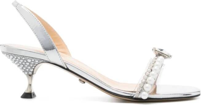 MACH & MACH Diamond Of Elizabeth 55mm metallic sandals Silver