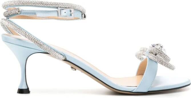 MACH & MACH Double Bow 65mm crystal-embellished sandals Blue