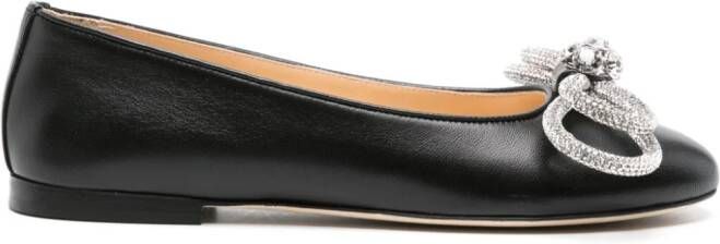 MACH & MACH Double Bow leather ballerina shoes Black