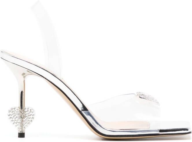 MACH & MACH Heart crystal-embellished 90mm sandals Silver