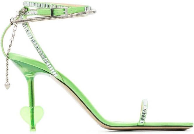 MACH & MACH 100mm crystal-embellished sandals Green