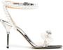 MACH & MACH 100mm pearl-embellished leather sandals Silver - Thumbnail 1