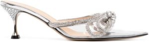 MACH & MACH 65mm crystal-embellished double bow mules Silver