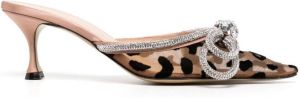 MACH & MACH 70mm bow-detail leather mules Silver