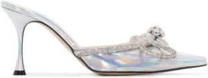 MACH & MACH 85mm double-bow pointed-toe mules Silver