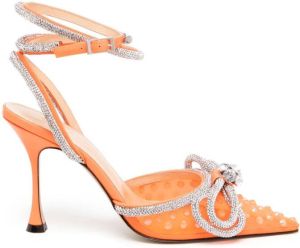 MACH & MACH crystal-embellished pumps Orange