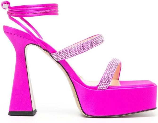 MACH & MACH Devon 140mm crystal-embellished sandals Pink