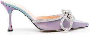 MACH & MACH Double Bow 75mm crystal-embellished mules Pink