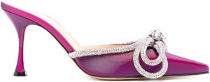 MACH & MACH Double Bow 85mm crystal-embellished mules Pink