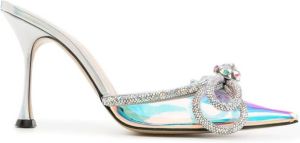 MACH & MACH double-bow crystal-embellished mules Silver