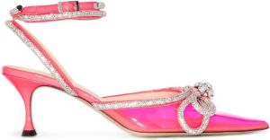 MACH & MACH Double Bow crystal-embellished pumps Pink