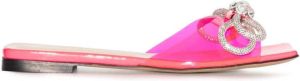 MACH & MACH Double Bow square-toe flat sandals Pink