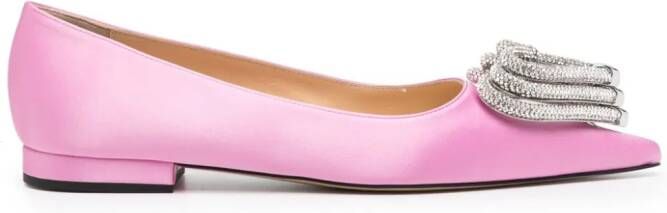 MACH & MACH Triple Heart satin ballerina shoes Pink