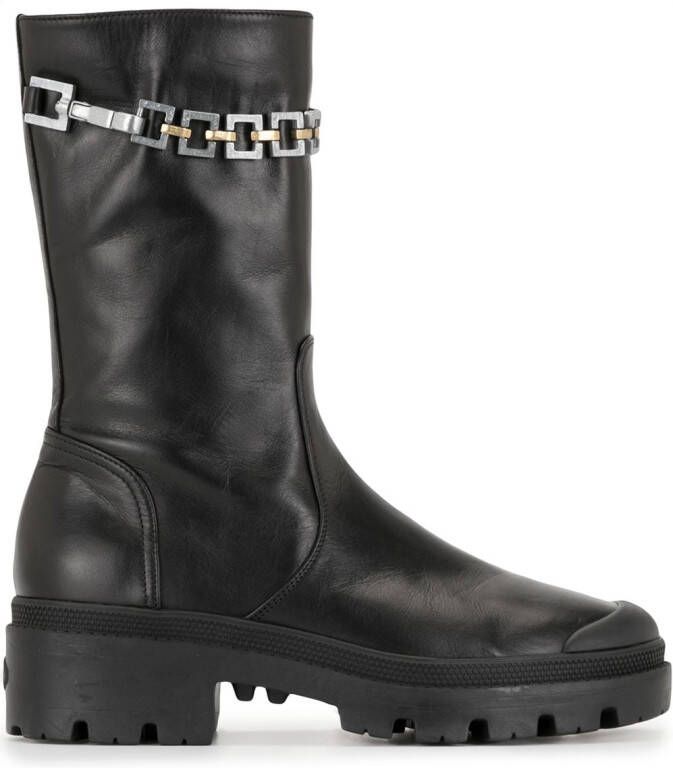 Madison.Maison chain-embellished mid-calf boots Black