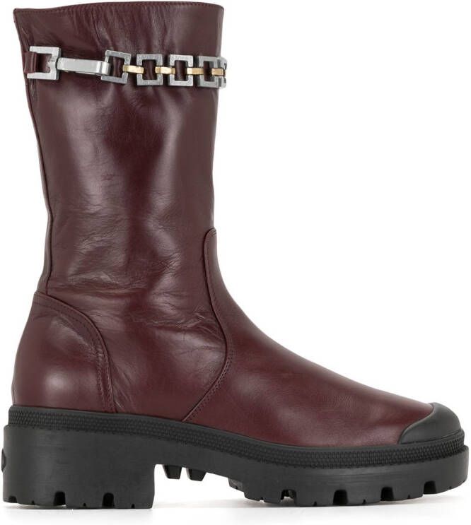 Madison.Maison chain-embellished mid-calf boots Red