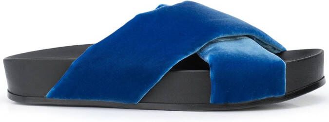Madison.Maison criss-cross strap velvet sandals Black
