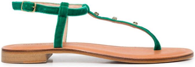 Madison.Maison embellished leather thong sandals Green