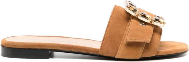 Madison.Maison Fade Jeweled suede slides Brown