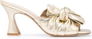 Madison.Maison knot-bow sculpted heel mules Gold
