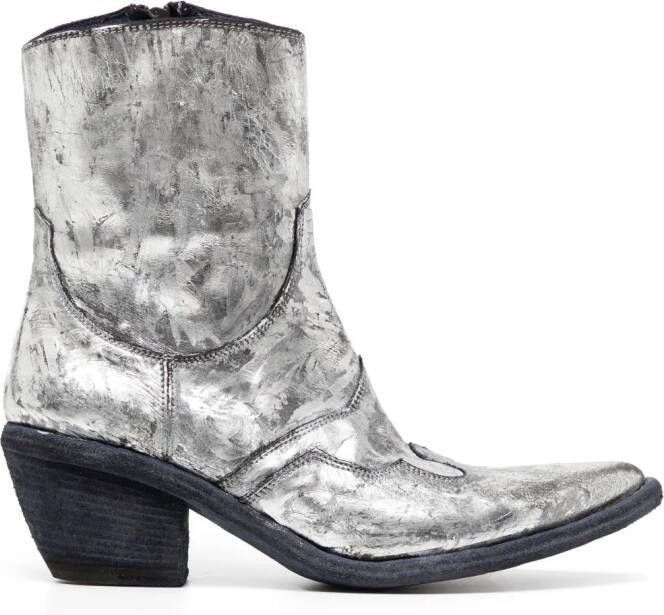 Madison.Maison laminated leather ankle boots Silver