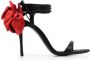Magda Butrym 105mm rose-embellished satin sandals Black - Thumbnail 1