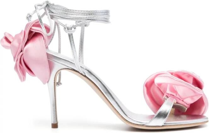Magda Butrym 85mm flower-appliqué sandals Silver