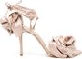 Magda Butrym floral-appliqué 105mm satin silk sandals Pink - Thumbnail 1