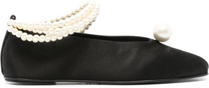 Magda Butrym pearl-embellished satin ballerina shoes Black