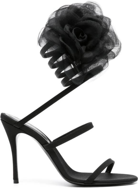 Magda Butrym spiral-bound floral-appliqué sandals Black