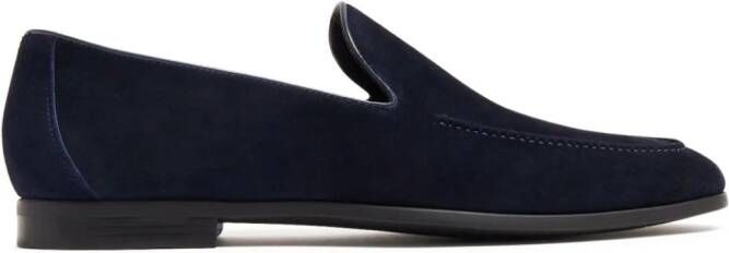 Magnanni almond-toe suede loafers Blue