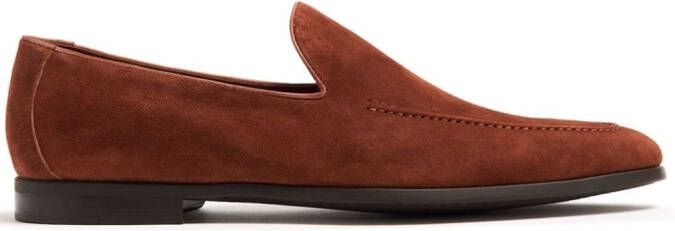 Magnanni almond-toe suede loafers Brown