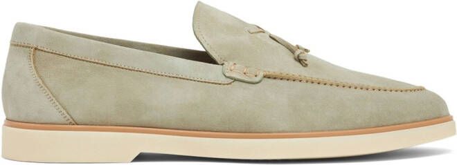 Magnanni almond-toe suede loafers Green