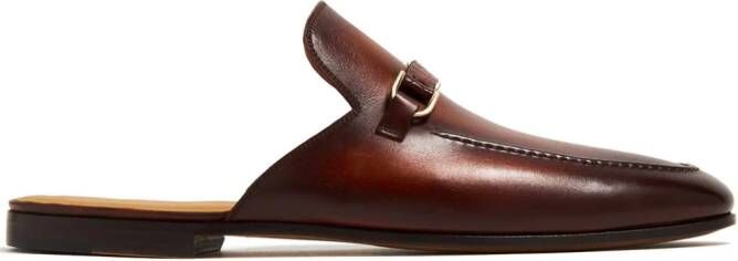 Magnanni buckle-detail leather slippers Brown