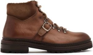 Magnanni buckle-strap lace-up boots Brown